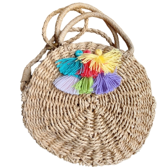 Rattan Straw Tassel Crossbody Handbag - Picture 1 of 7